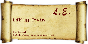 Lőwy Ervin névjegykártya